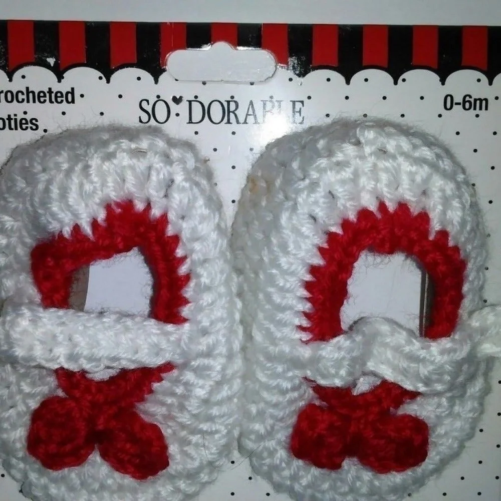 Hand Crochet Baby White Knit‎ Bootie 6 to 12 months